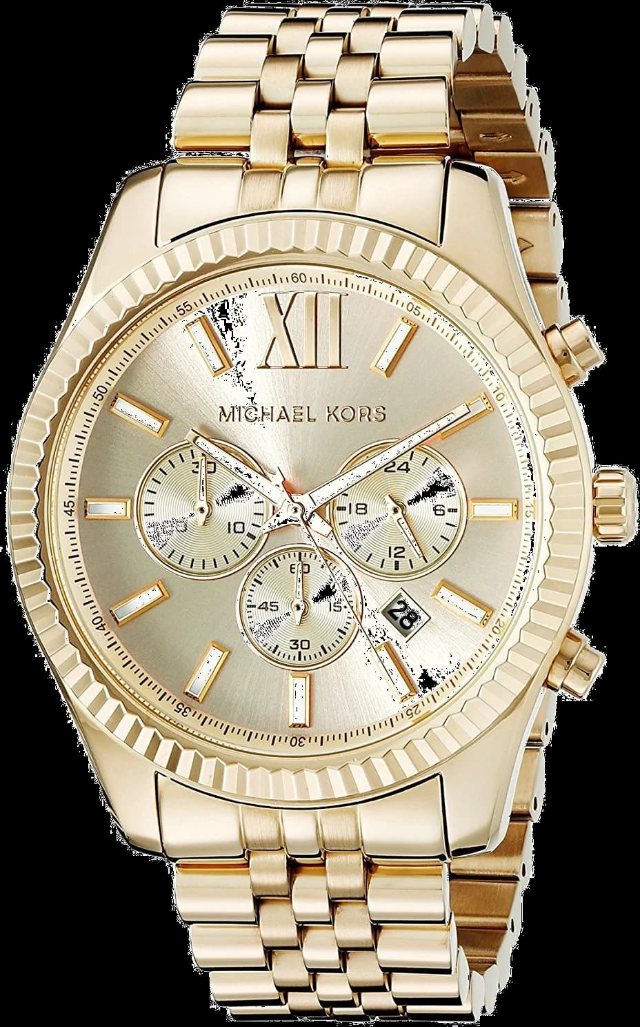 Garde-temps Michael Kors MK8281 pour homme, cadran doré et bracelet acier