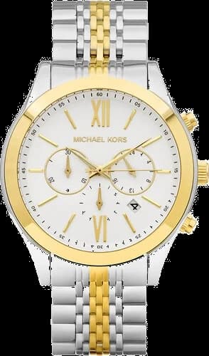 Garde-temps Michael Kors MK8306 pour homme, au cadran blanc sur bracelet bicolore