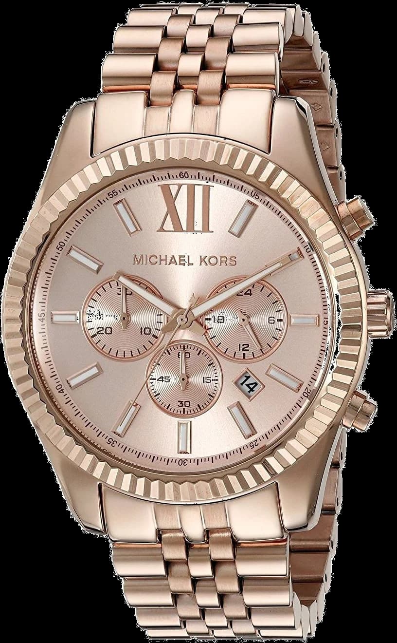 Garde-temps Michael Kors MK8319 pour femme, cadran or rose, bracelet acier, lunette crantée