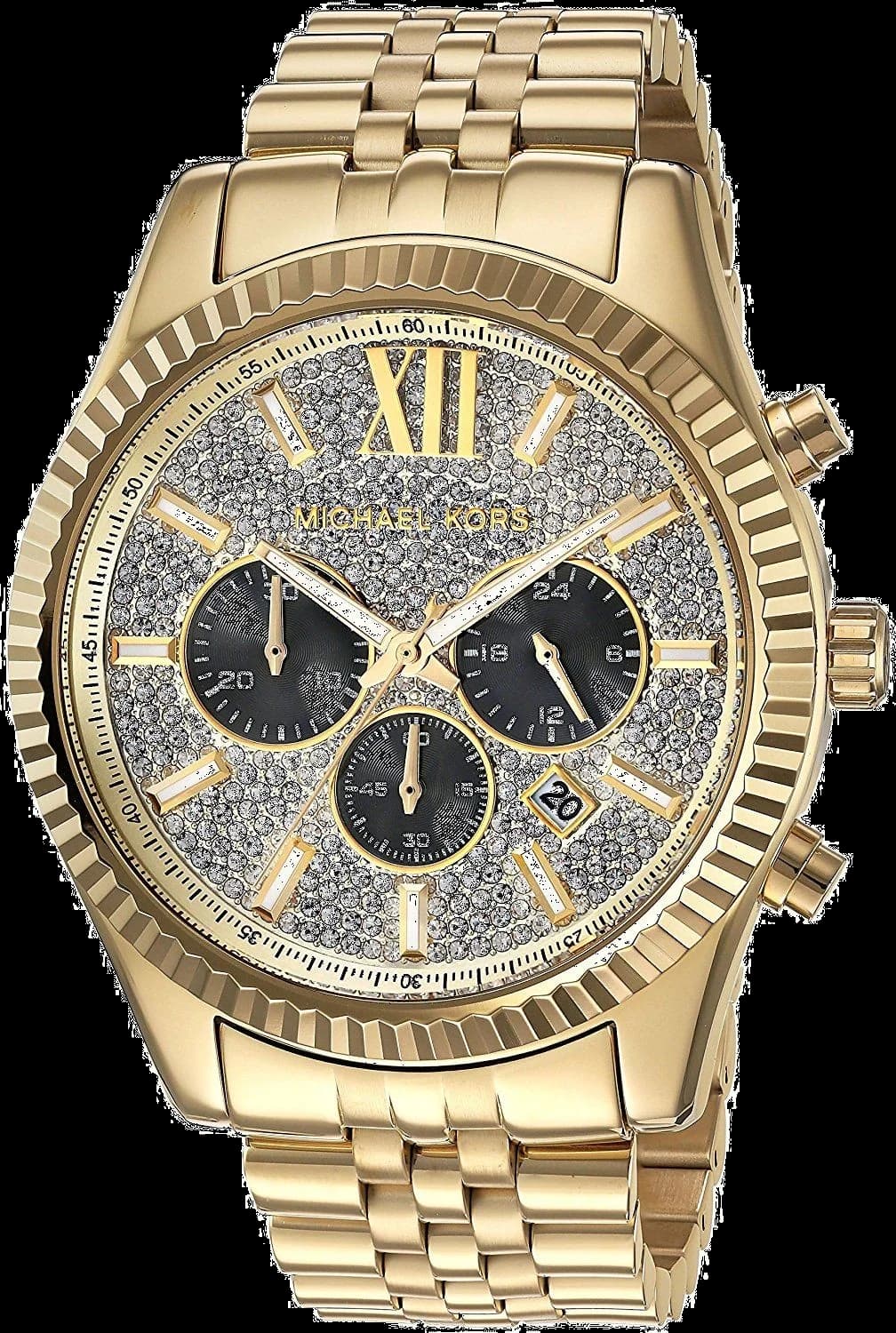 Garde-temps Michael Kors MK8494 pour homme, bicolore or et cristaux sur acier