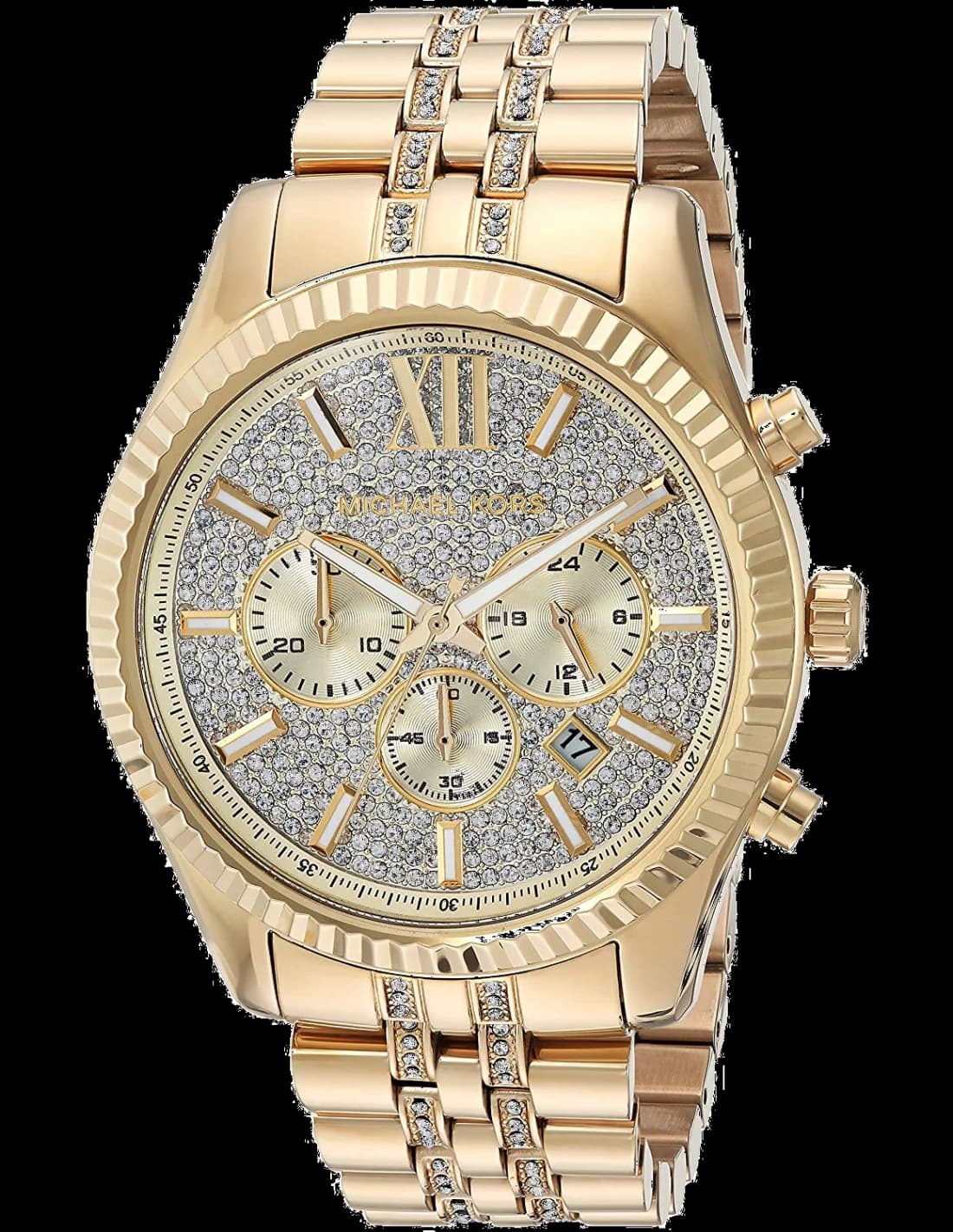 Garde-temps Michael Kors MK8579 pour unisexe, Lexington dorée cristaux cadran argent