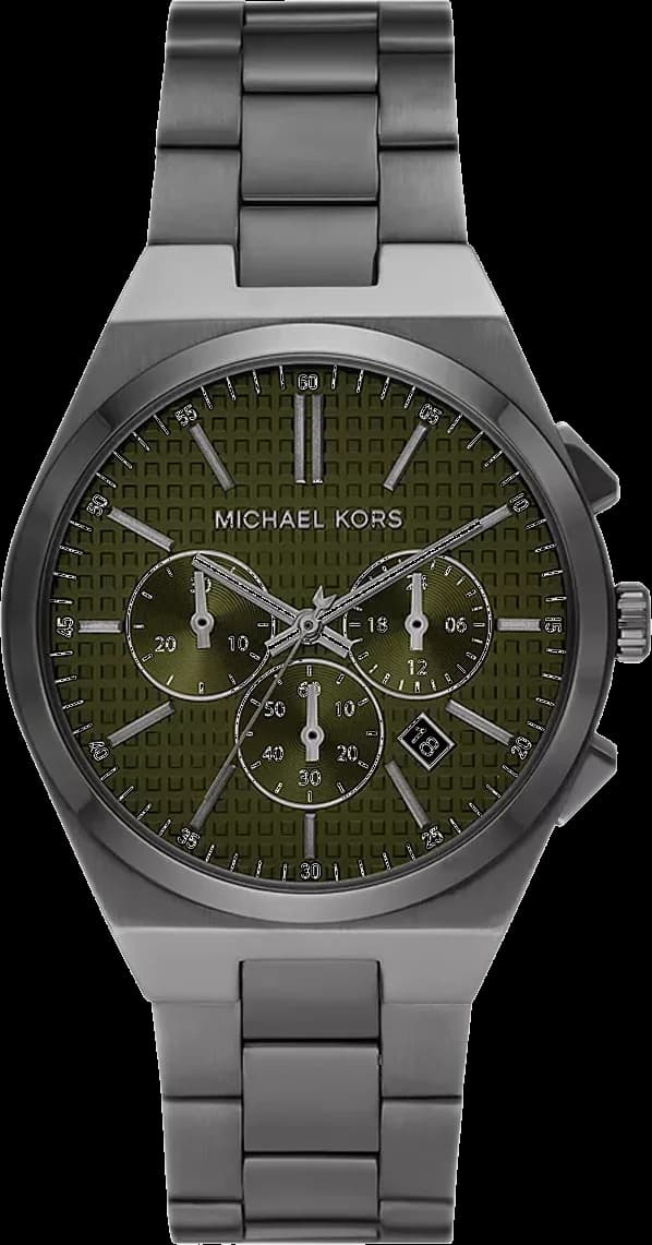 Garde-temps Michael Kors MK9118 pour homme, au cadran vert sur boîtier anthracite