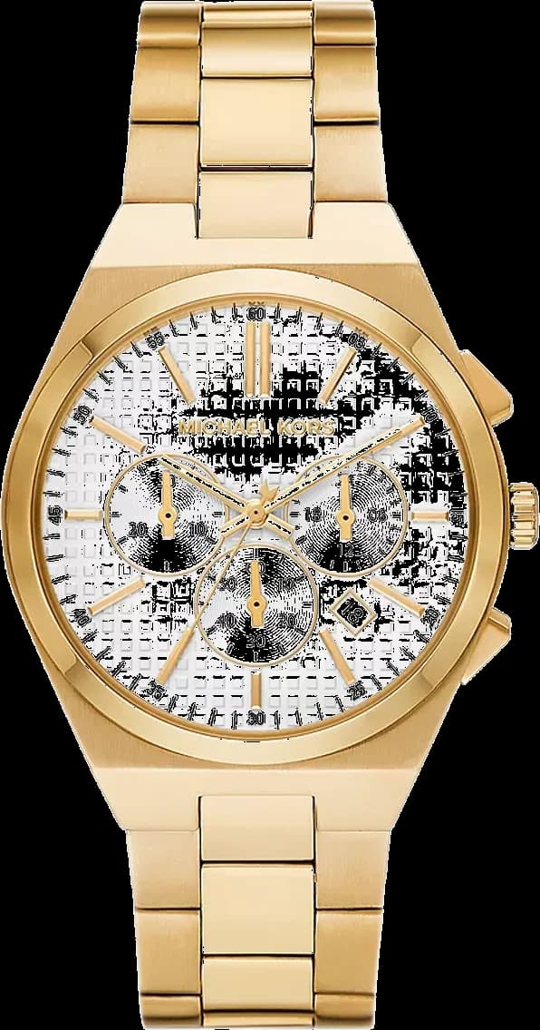 Garde-temps Michael Kors MK9120 pour homme, cadran blanc, bracelet acier doré 45 mm