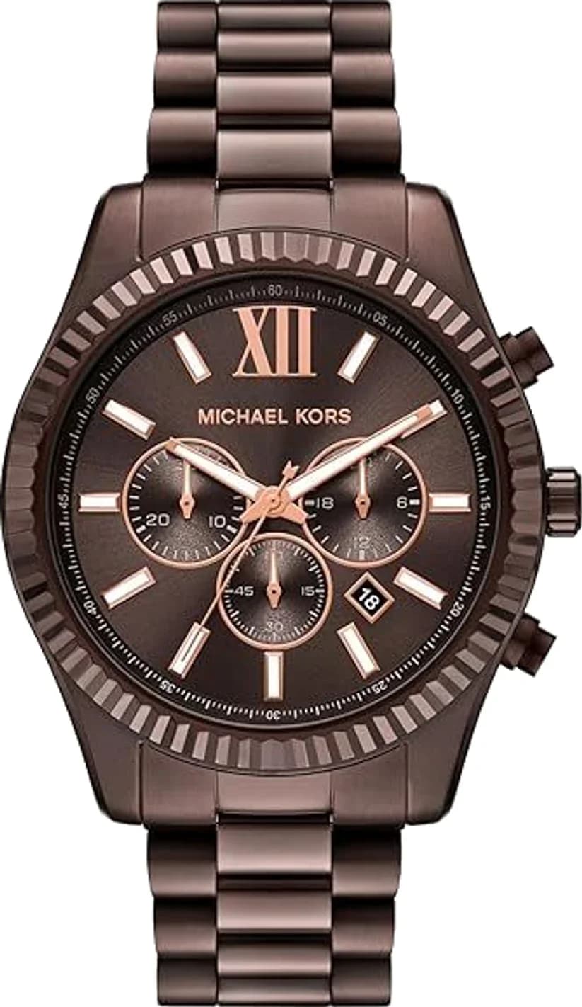 Garde-temps Michael Kors MK9224 pour homme, cadran marron sunburst, bracelet acier