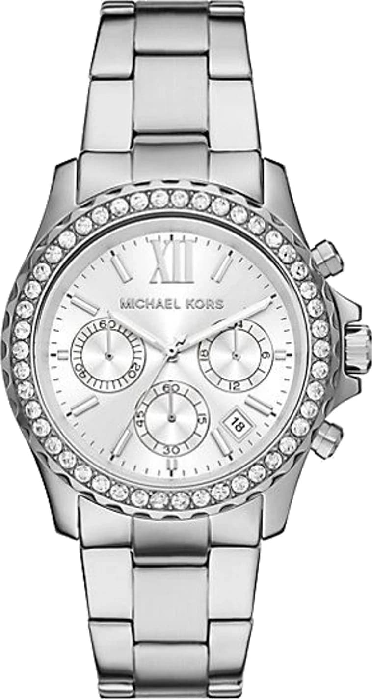 Garde-temps Michael Kors MKO1129 pour femme, cadran argent et bracelet acier argenté