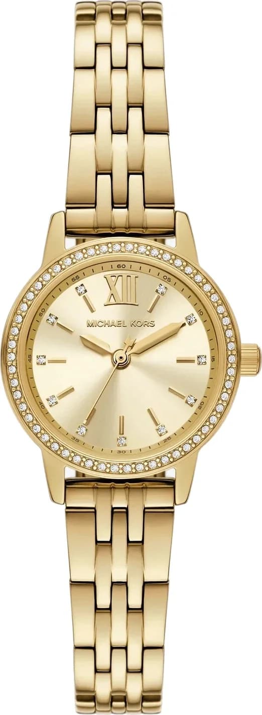 Garde-temps Michael Kors MKO1173 pour femme, cadran doré avec bracelet acier
