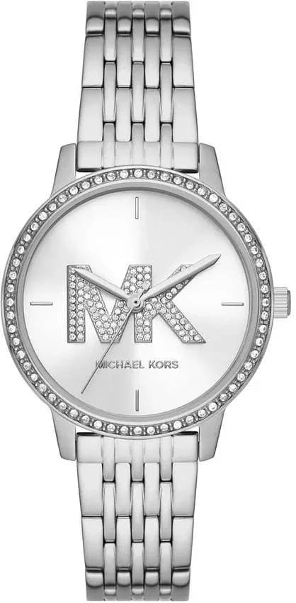 Garde-temps Michael Kors MK1055 pour femme, cadran blanc, bracelet acier argenté