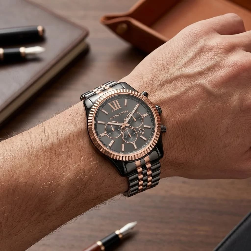 Zoom sur le cadran noir du Michael Kors MK8561