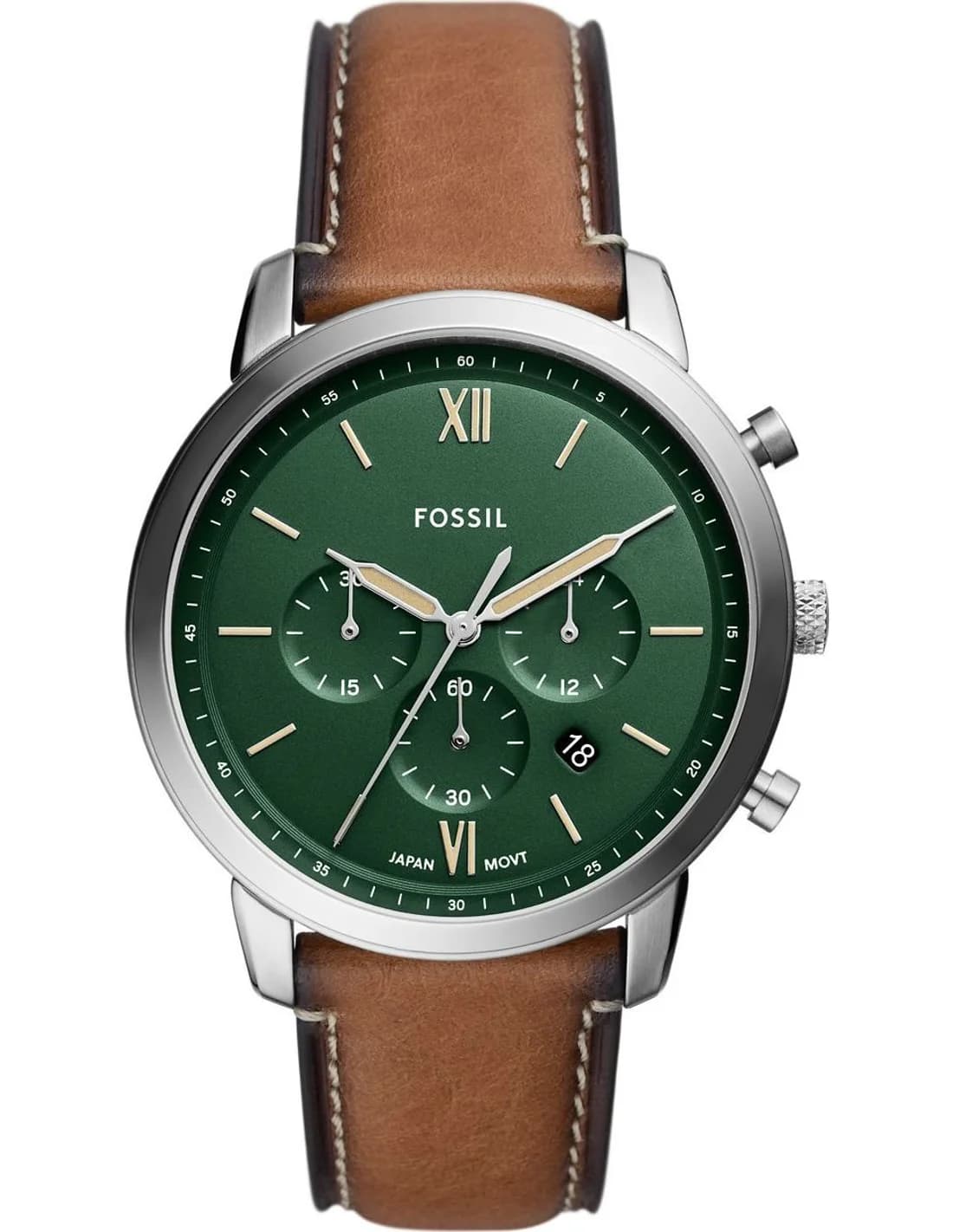 Montre Fossil FS5963 homme cadran vert bracelet cuir