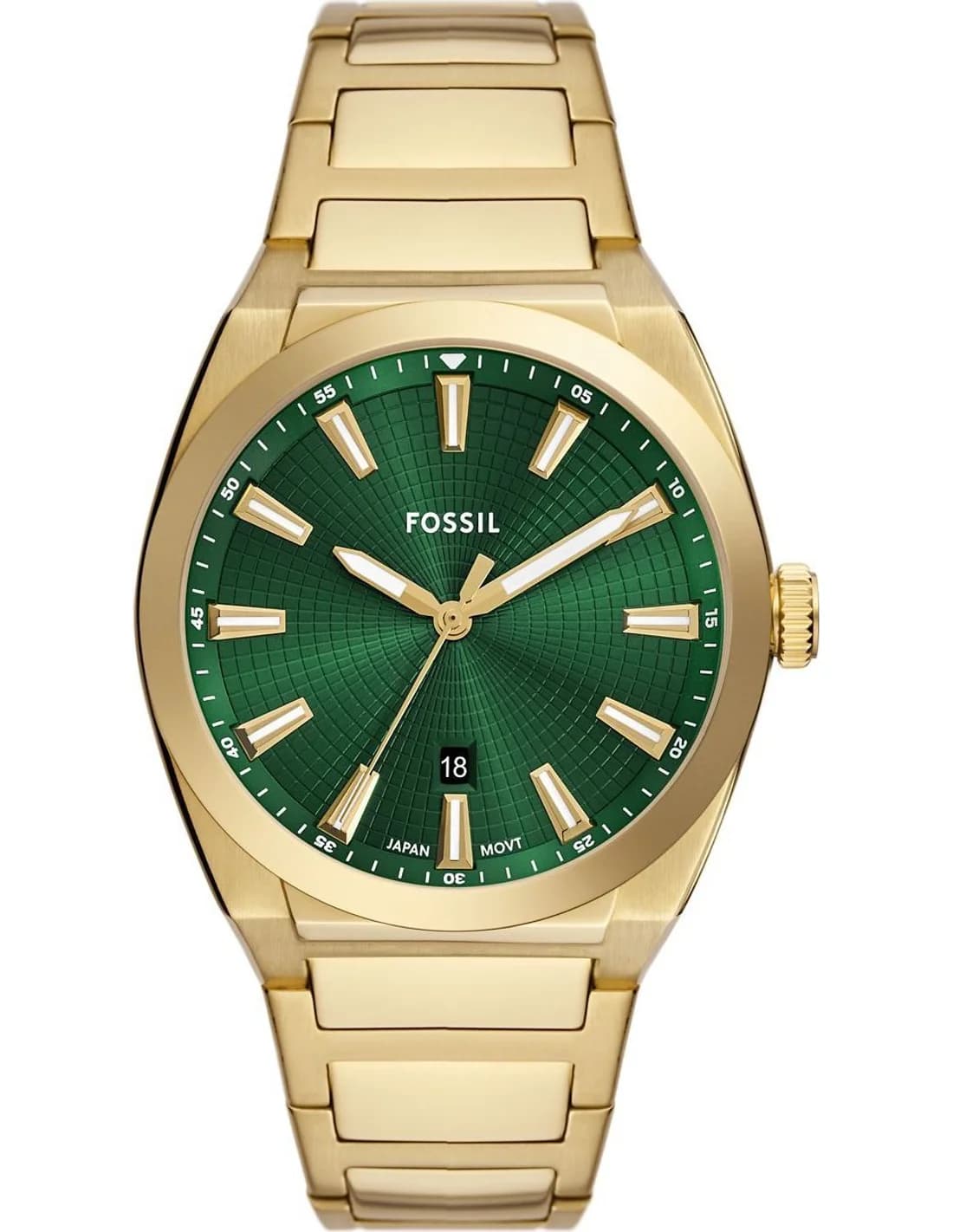 Montre Fossil FS6090 homme cadran vert bracelet acier