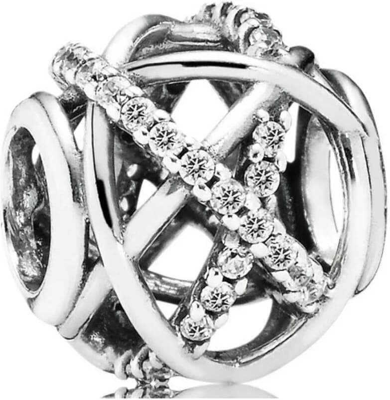Charm Pandora Moments Argent 925 - Réf. 791388CZ - Charm ajouré à motifs scintillants pour femme