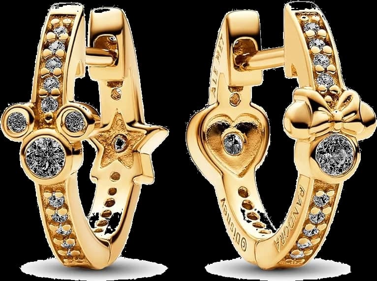 Garde-temps Pandora 262959C01 pour femme, créoles dorées avec Mickey et Minnie