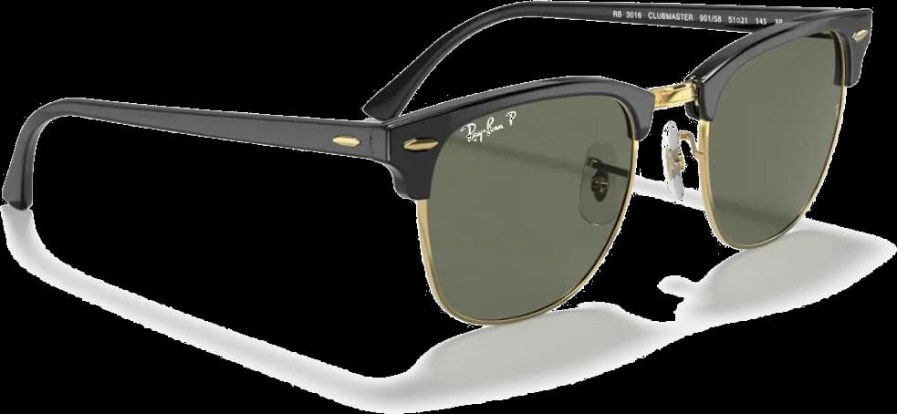 Lunettes de soleil Ray-Ban Clubmaster RB3016 901/58 Noir Or polarisées - Unisexe vue 2