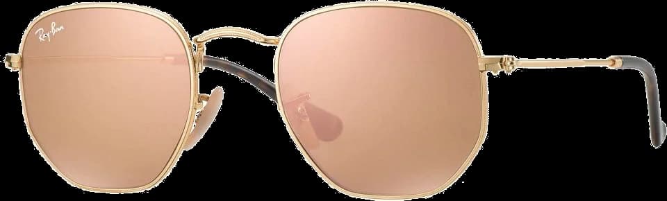 Garde-temps Ray-Ban RB3548N 001/Z2 51-21, hexagonales lentilles plates verres miroirs roses