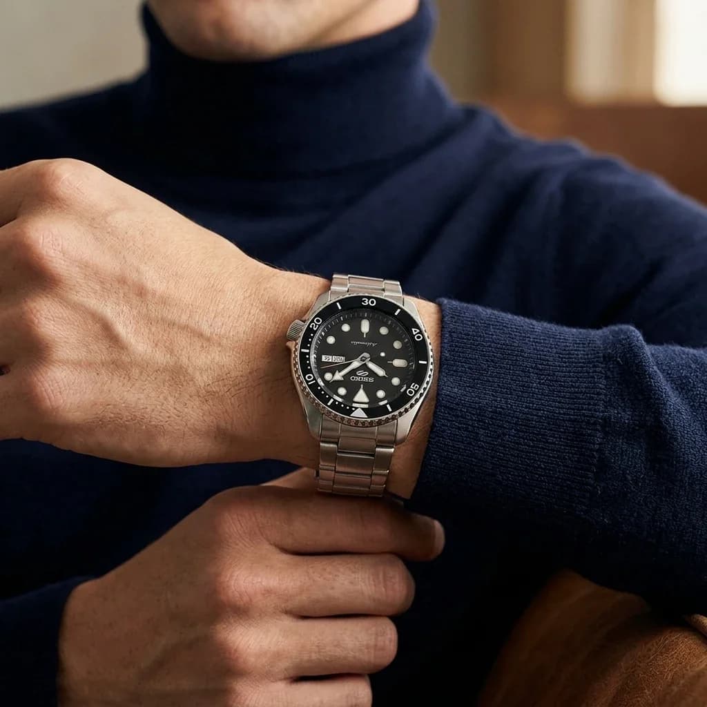 Montre Seiko SRPD55K1 homme détail bracelet acier