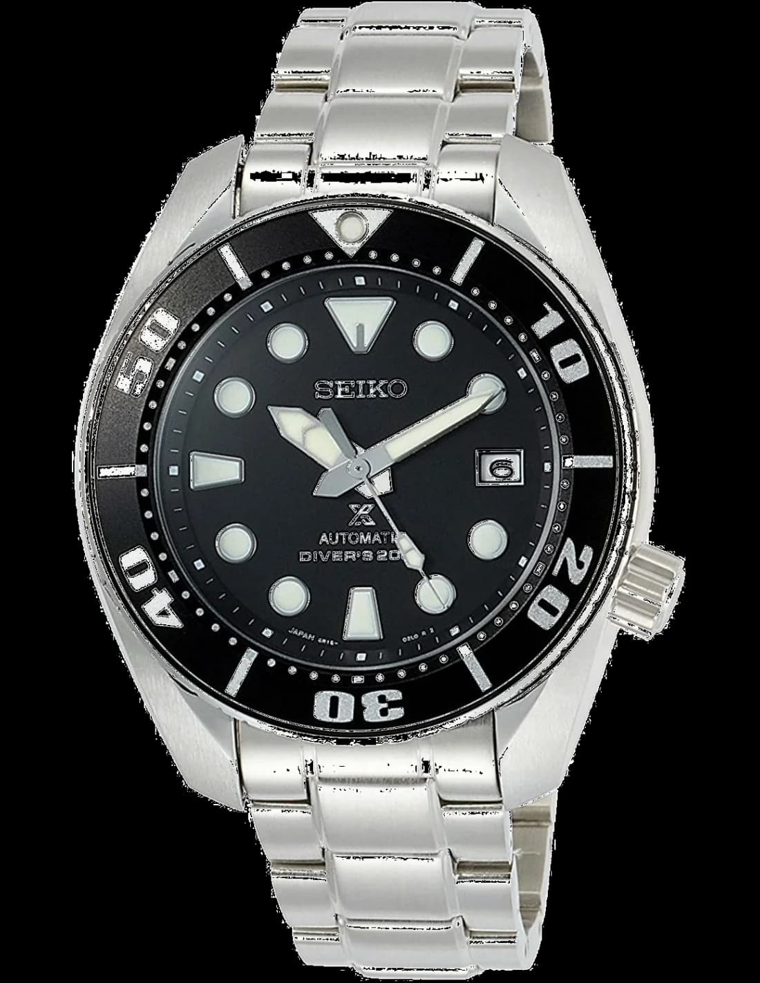 Garde-temps Seiko SBDC031J1 pour homme, cadran noir acier invicta plongée