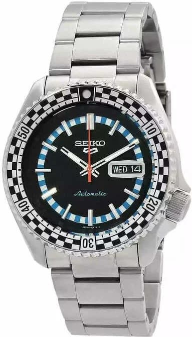 Garde-temps Seiko SRPK67K1 pour homme, cadran damier noir sur acier