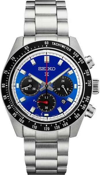 Garde-temps Seiko SSC931 pour homme, chronographe solaire, cadran bleu, acier