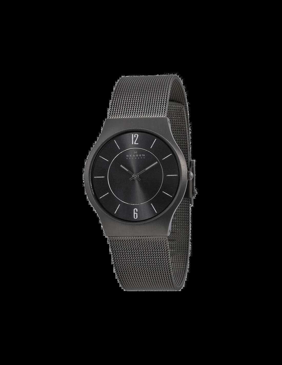 Garde-temps Skagen 233LTTM pour homme, cadran gris, boîtier et bracelet titane noir