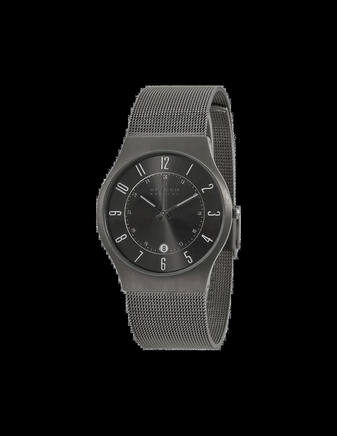 Garde-temps Skagen 233XLTTM pour homme, au cadran gris et bracelet titane
