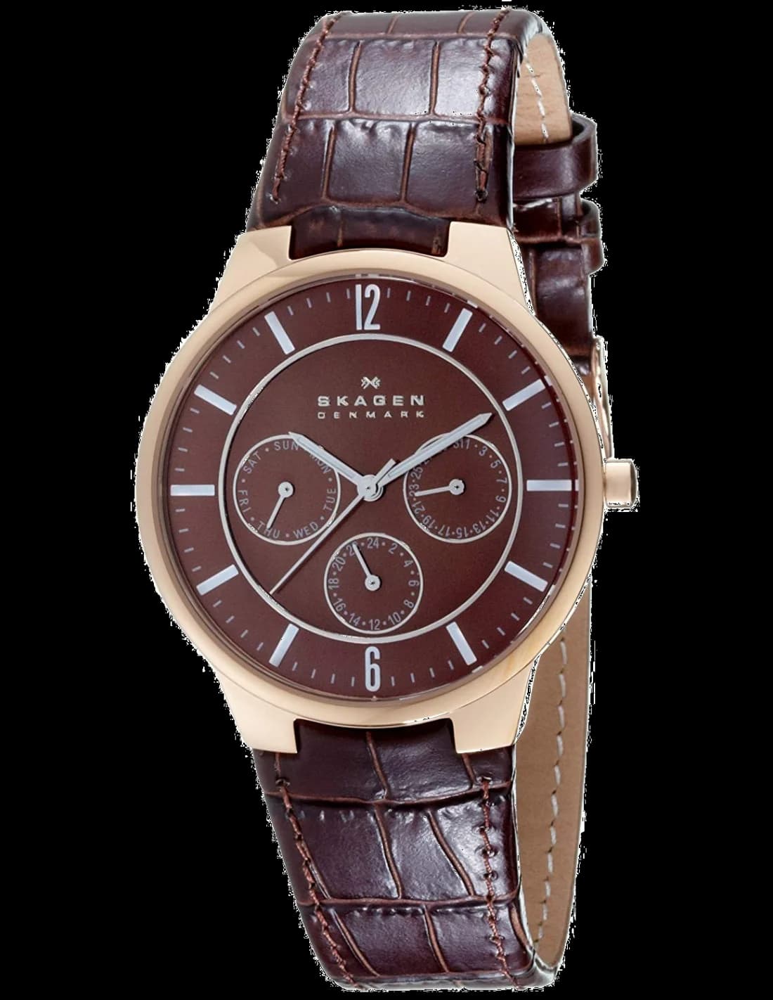 Garde-temps Skagen 331XLRLD pour homme, marron boîtier or rose