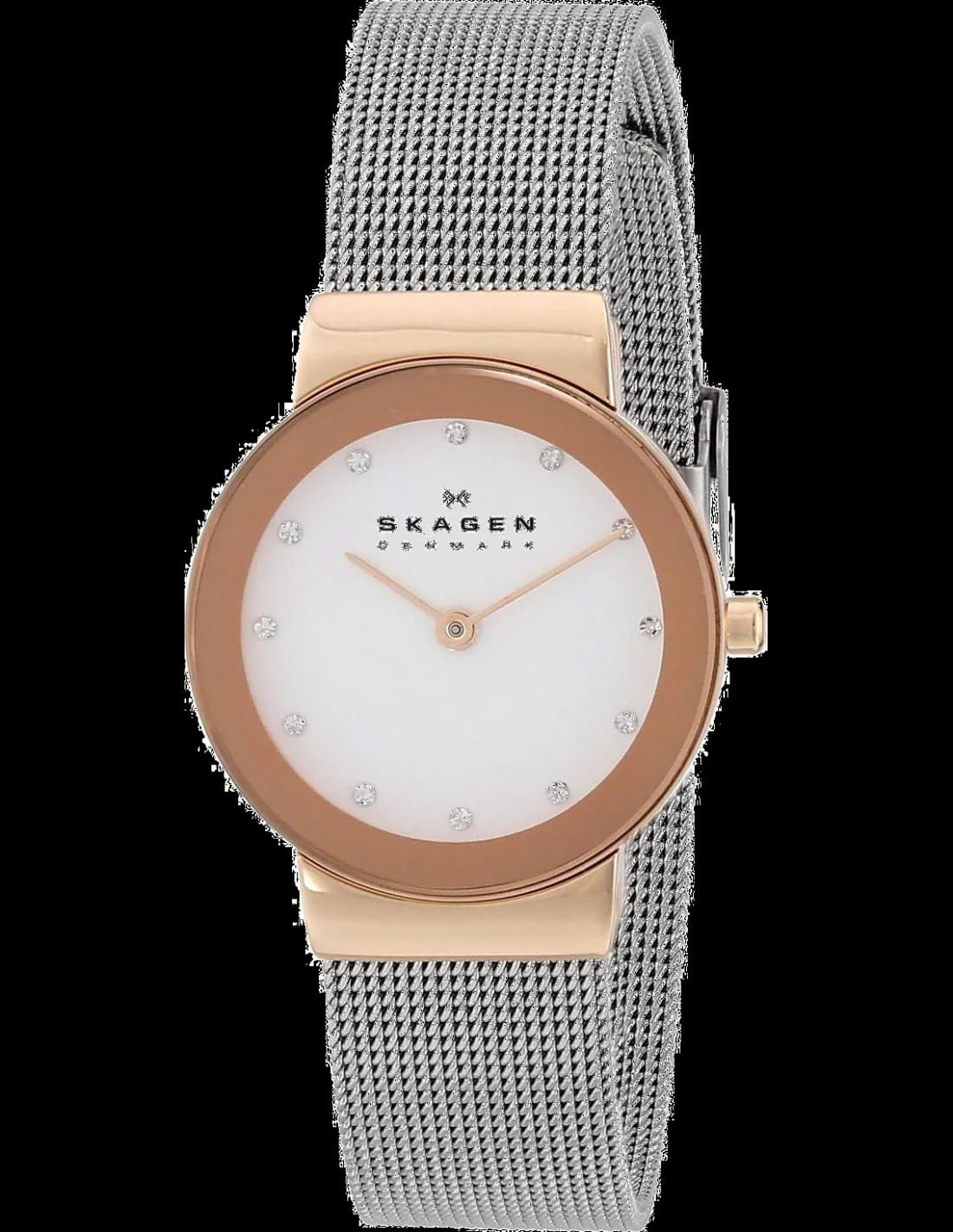 Garde-temps Skagen 358SRSC pour femme, au cadran blanc et bracelet acier