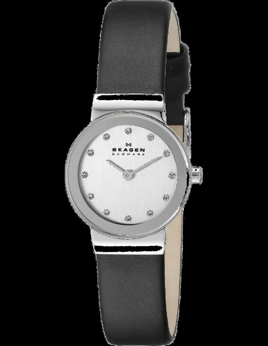 Garde-temps Skagen 358XSSLBC pour femme, au cadran argent et bracelet cuir
