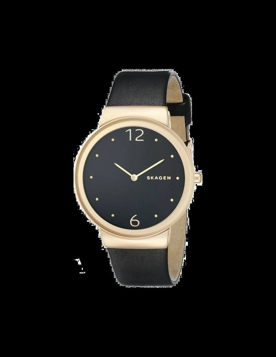 Garde-temps Skagen SKW2370 pour femme, cadran noir, bracelet cuir