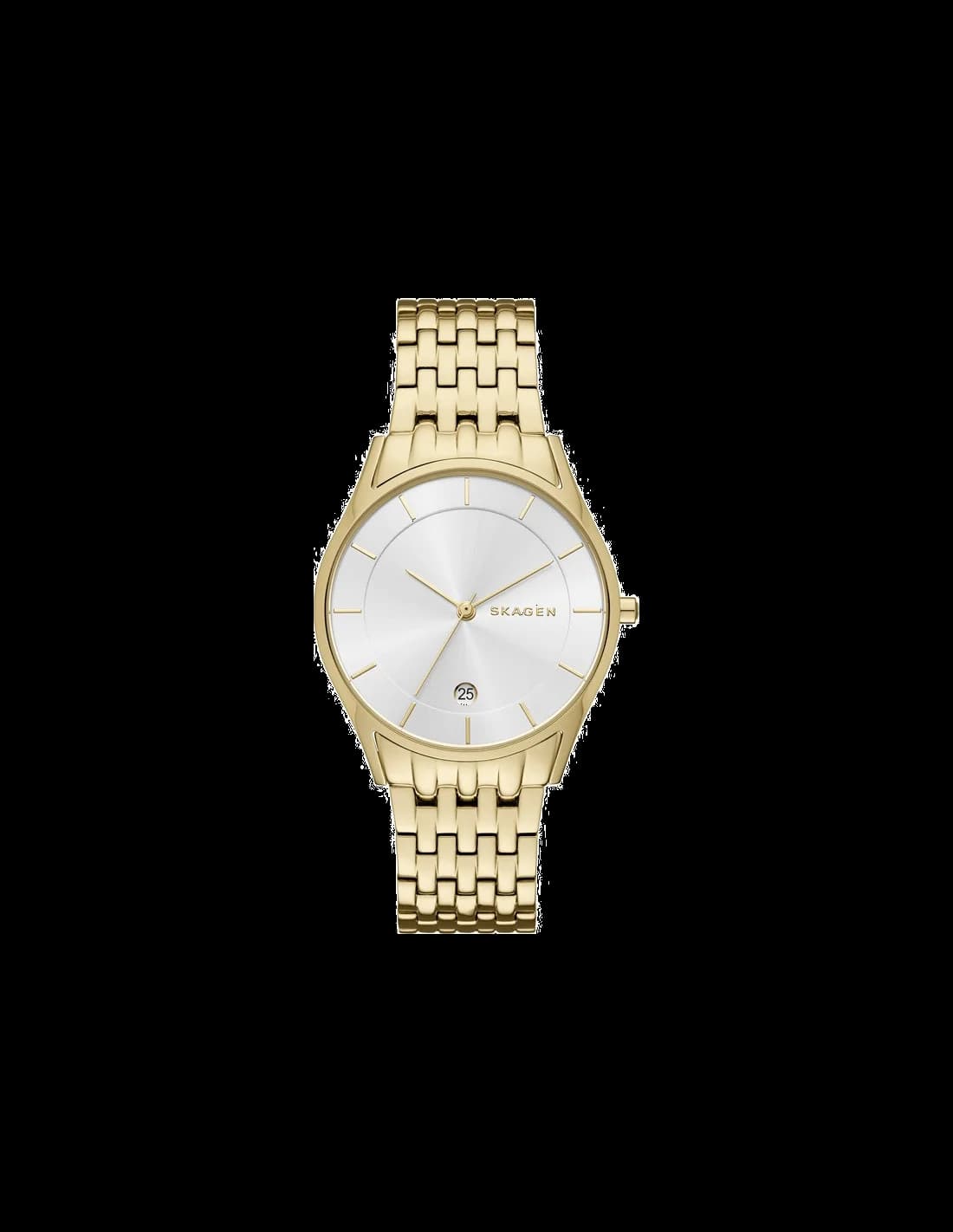 Garde-temps Skagen SKW2389 pour femme, cadran argenté, boîtier et bracelet acier or