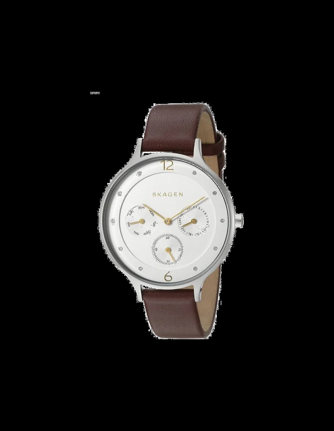 Garde-temps Skagen SKW2394 pour femme, cadran blanc épuré sur bracelet cuir