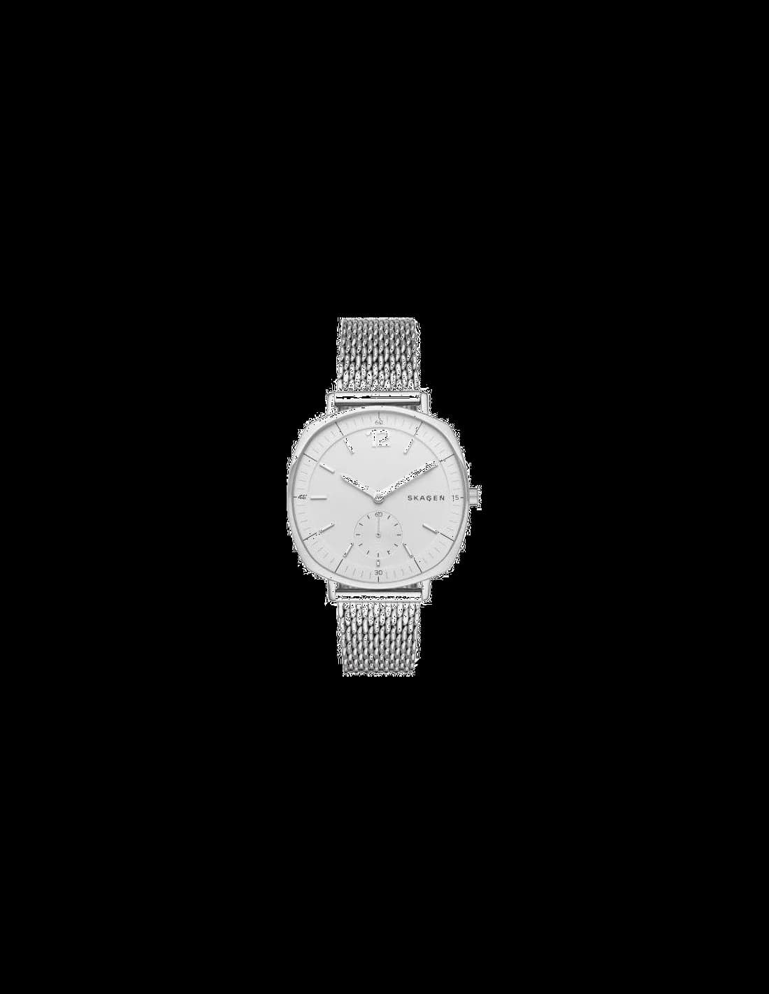 Garde-temps Skagen SKW2402 au cadran argenté brossé soleil et boîtier coussin minimaliste