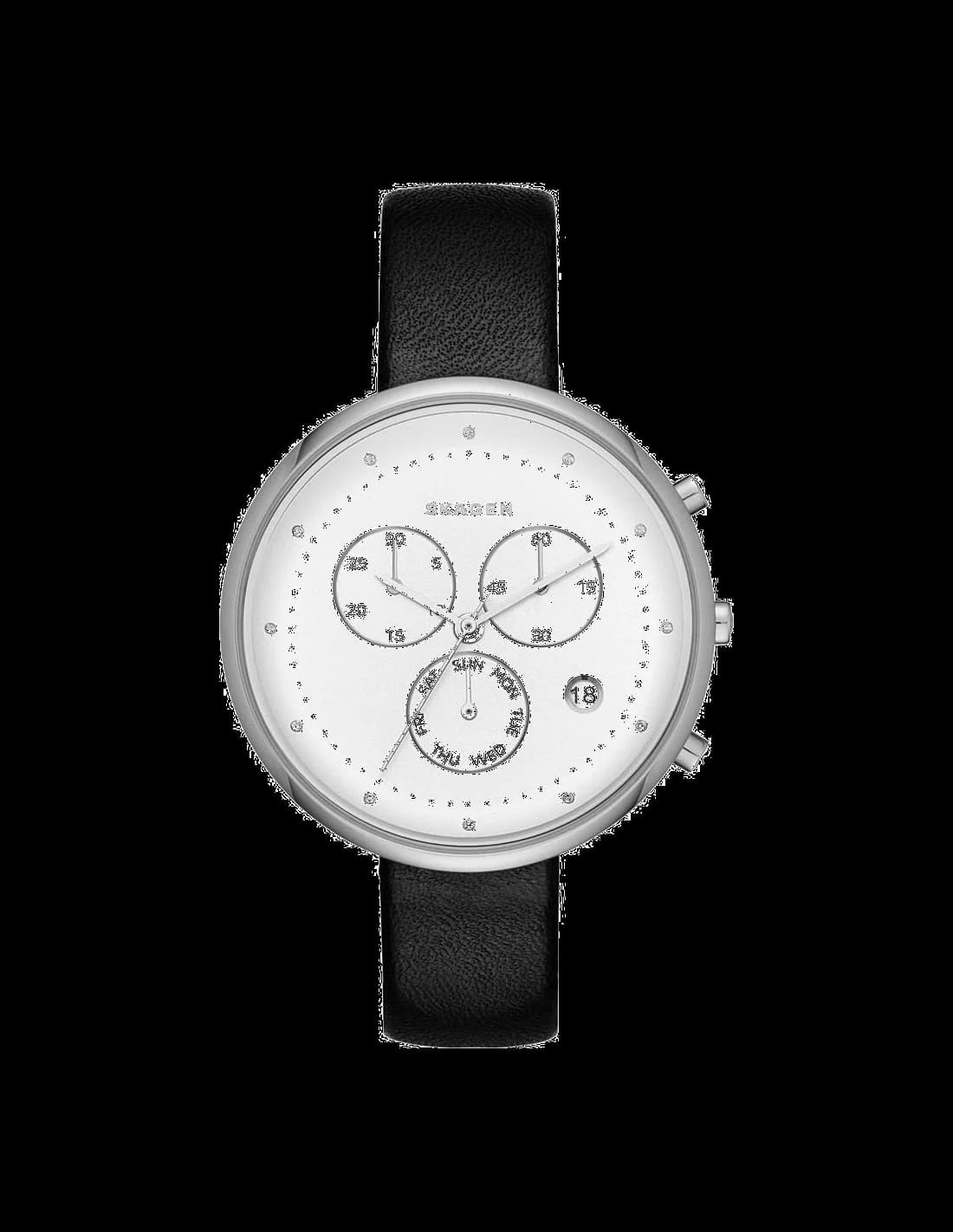Garde-temps Skagen SKW2427 pour femme, cadran blanc sur bracelet cuir