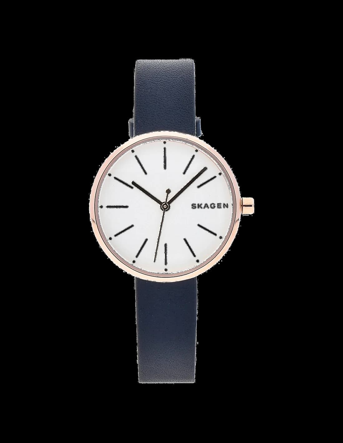 Garde-temps Skagen SKW2592 pour femme, cadran blanc, bracelet cuir bleu