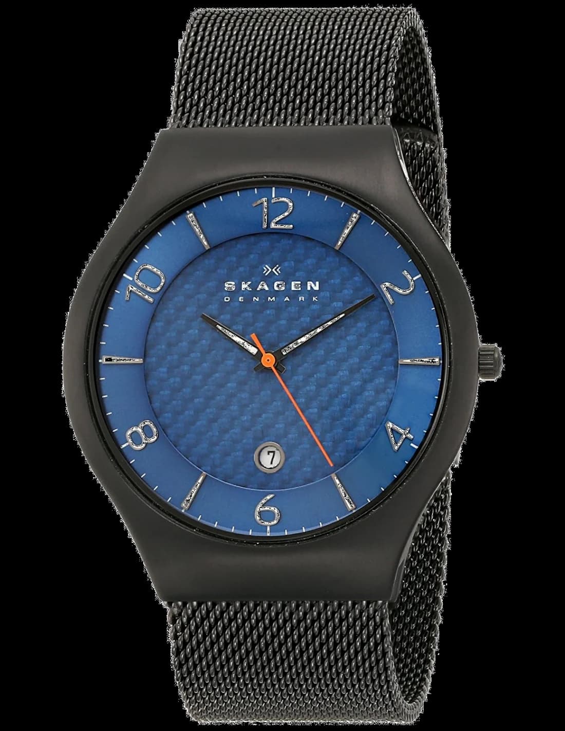 Garde-temps Skagen SKW6147 pour homme, cadran bleu, bracelet titane maille milanaise