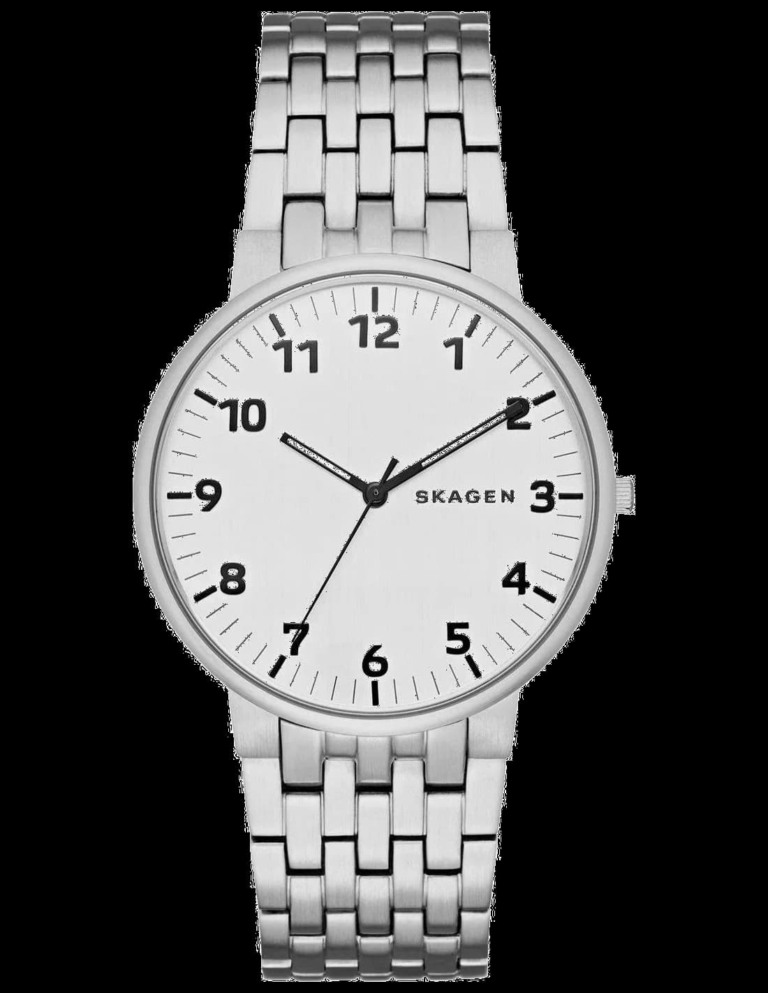 Garde-temps Skagen SKW6200 pour homme, cadran blanc minimaliste, bracelet acier