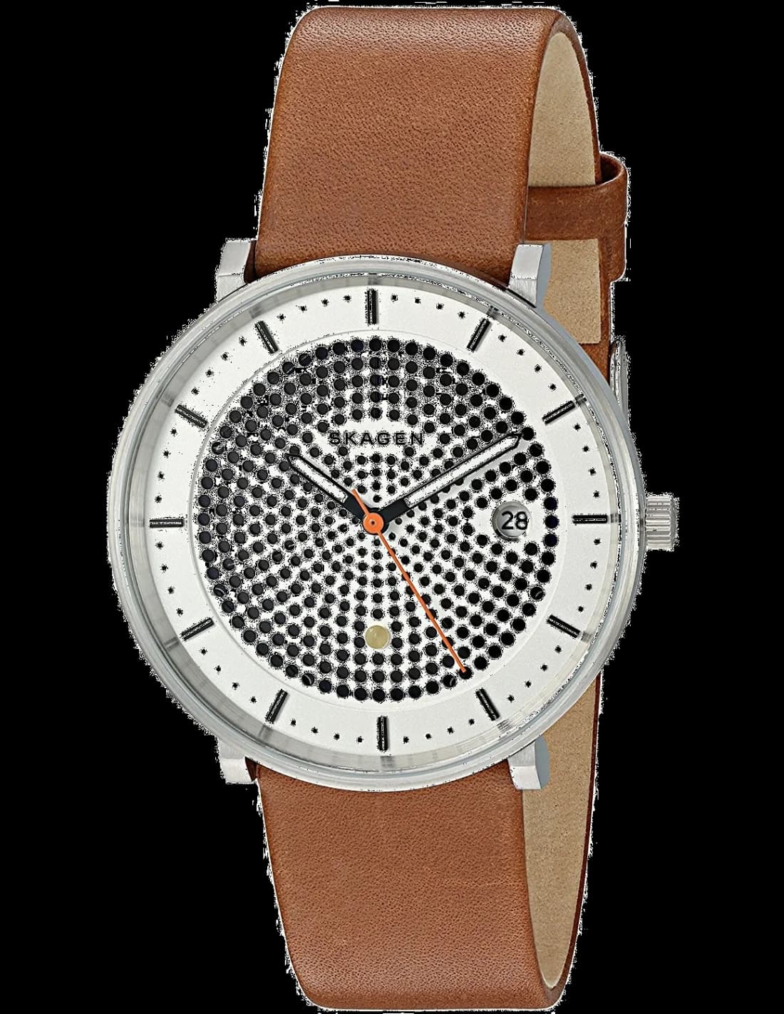 Garde-temps Skagen SKW6277 pour homme, cadran blanc et bracelet cuir marron