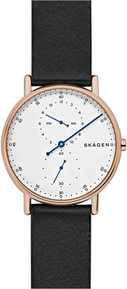 Garde-temps Skagen SKW6390 pour homme, cadran blanc et bracelet cuir brun