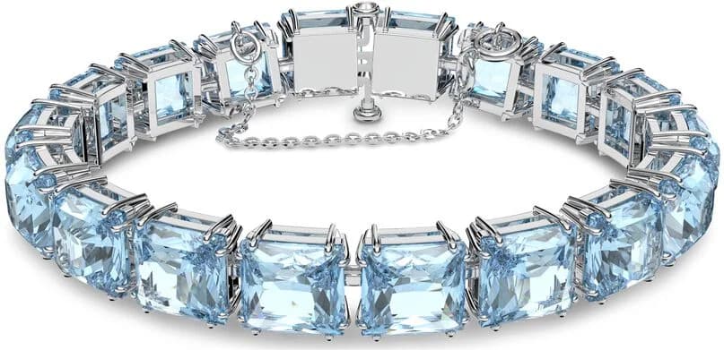 Bracelet Swarovski Millenia 5614924 pour Femme - Cristaux carrés bleus sur métal rhodié