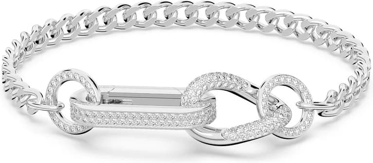 Garde-temps Swarovski 5642598 pour femme, pavé maillons mixtes plaqué rhodium blanc