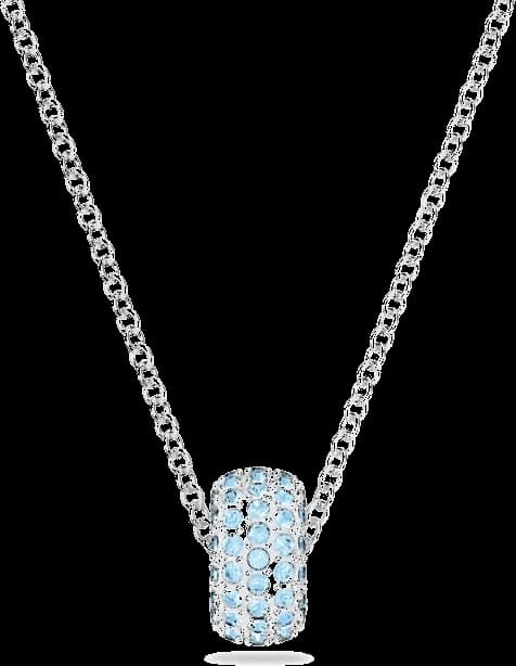 Garde-temps Swarovski 5642886 pour femme, collier femme plaqué rhodium cristaux bleus ronds