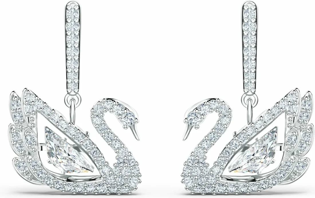 Garde-temps Swarovski 5514420 pour femme, boucles d'oreilles rhodium motif cygne cristaux