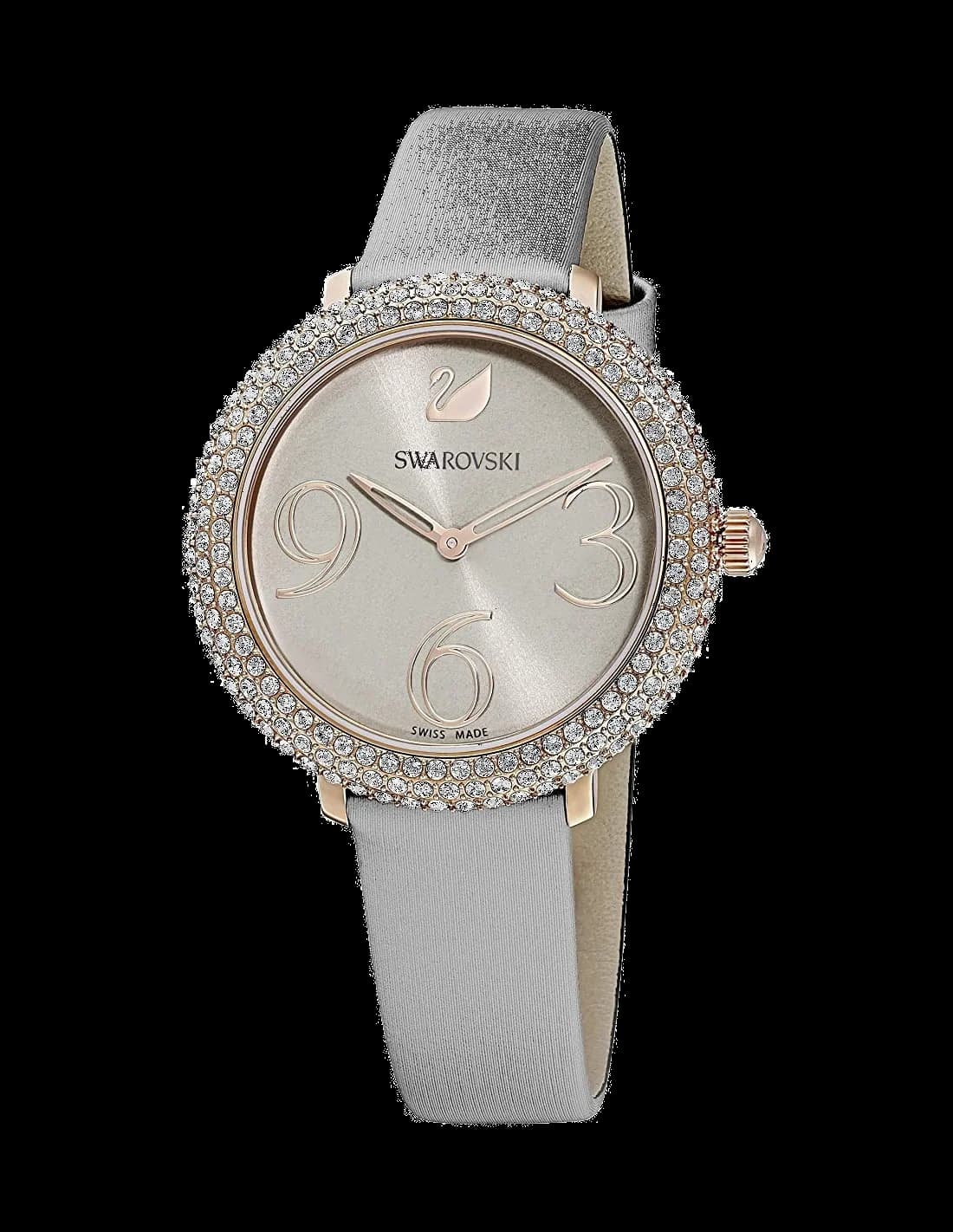 Garde-temps Swarovski 5484067 pour femme, avec cadran gris et bracelet en cuir gris