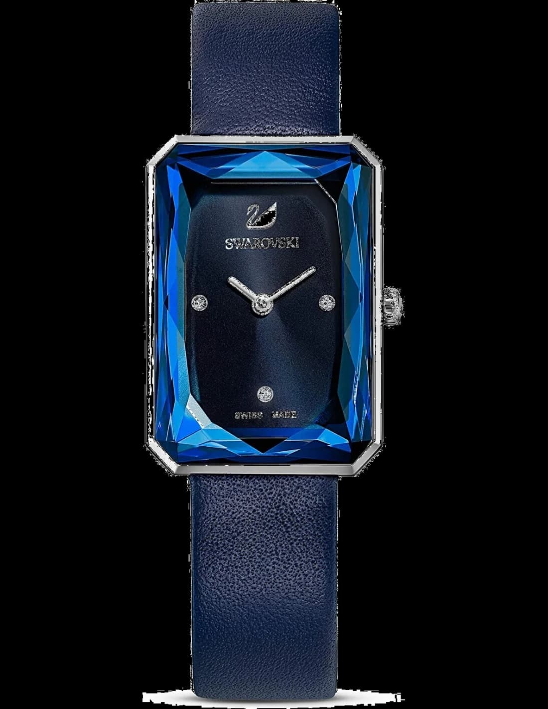 Garde-temps Swarovski 5547713 pour femme, rectangulaire bleu avec bracelet cuir bleu