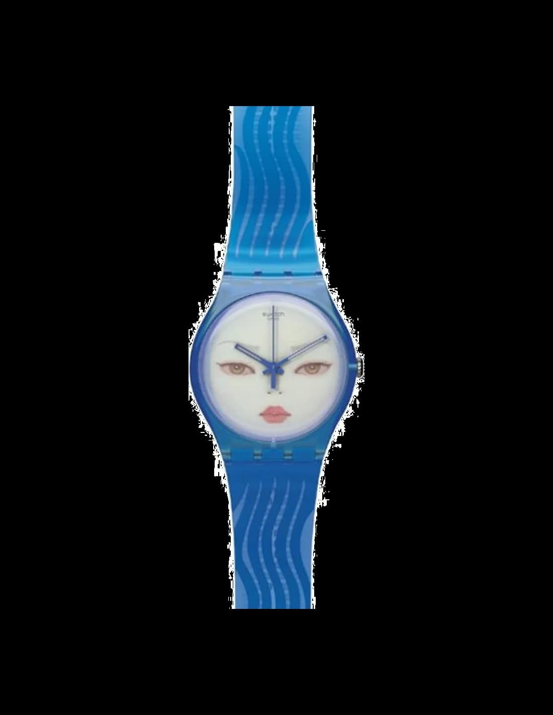 Garde-temps Swatch SUOZ107 pour unisexe, cadran blanc et bracelet bleu