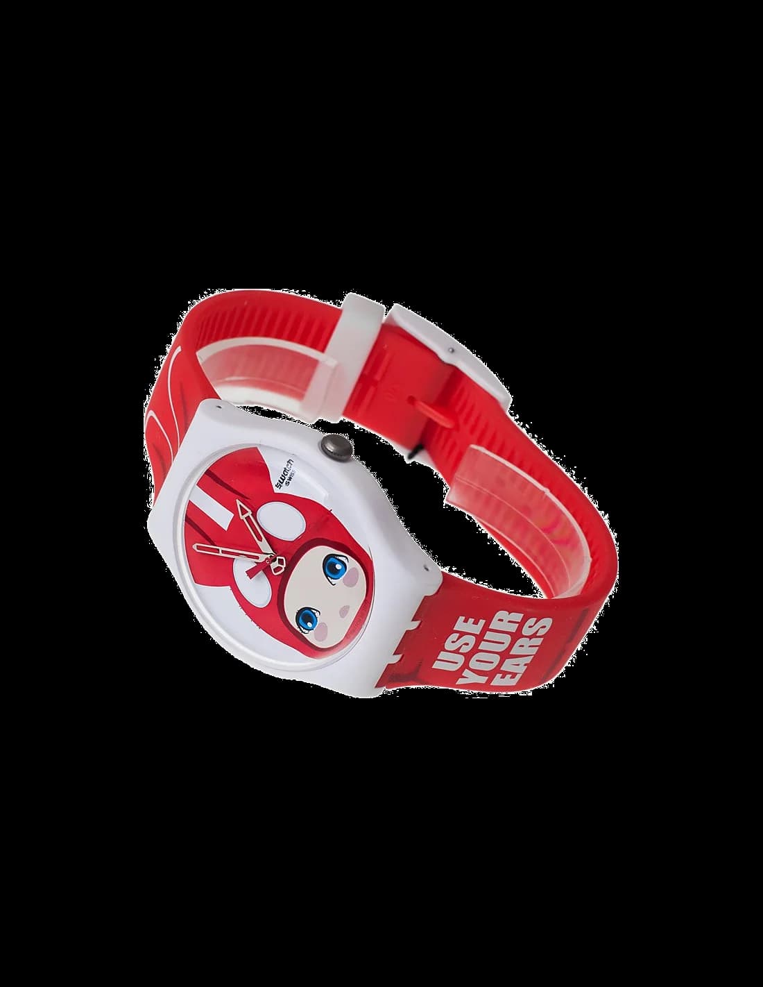 Le garde-temps Swatch SUOZ114 vu de profil