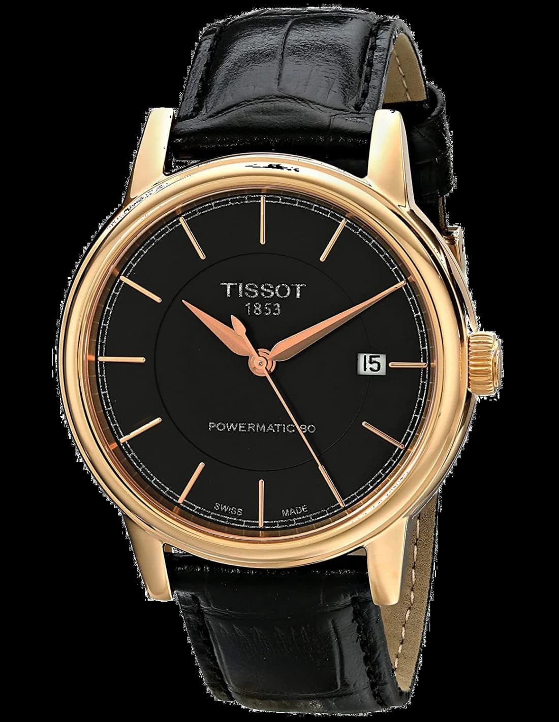 Garde-temps Tissot T0854073606100 pour homme, cadran noir sur bracelet cuir