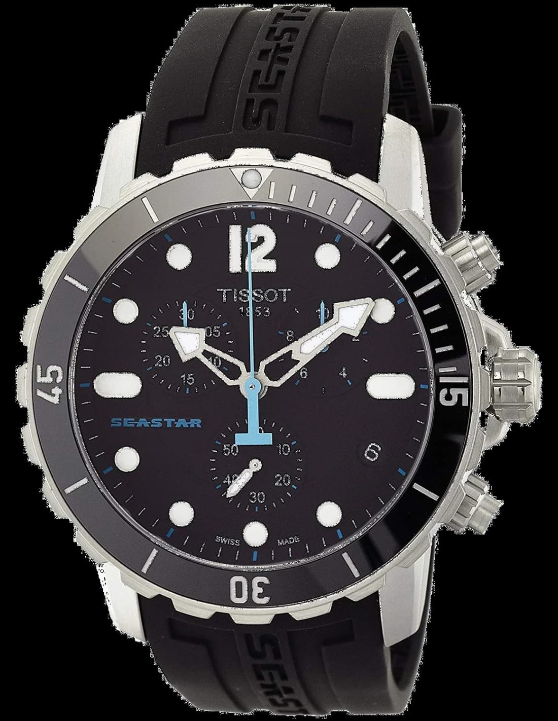 Garde-temps Tissot T0664171705700 pour homme, cadran noir, bracelet silicone et acier