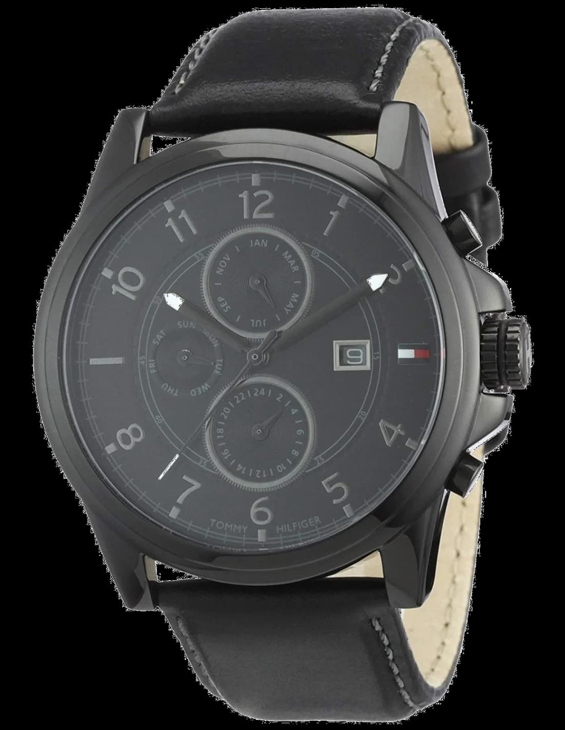 Garde-temps Tommy Hilfiger 1710295 pour homme, noir sur cuir noir