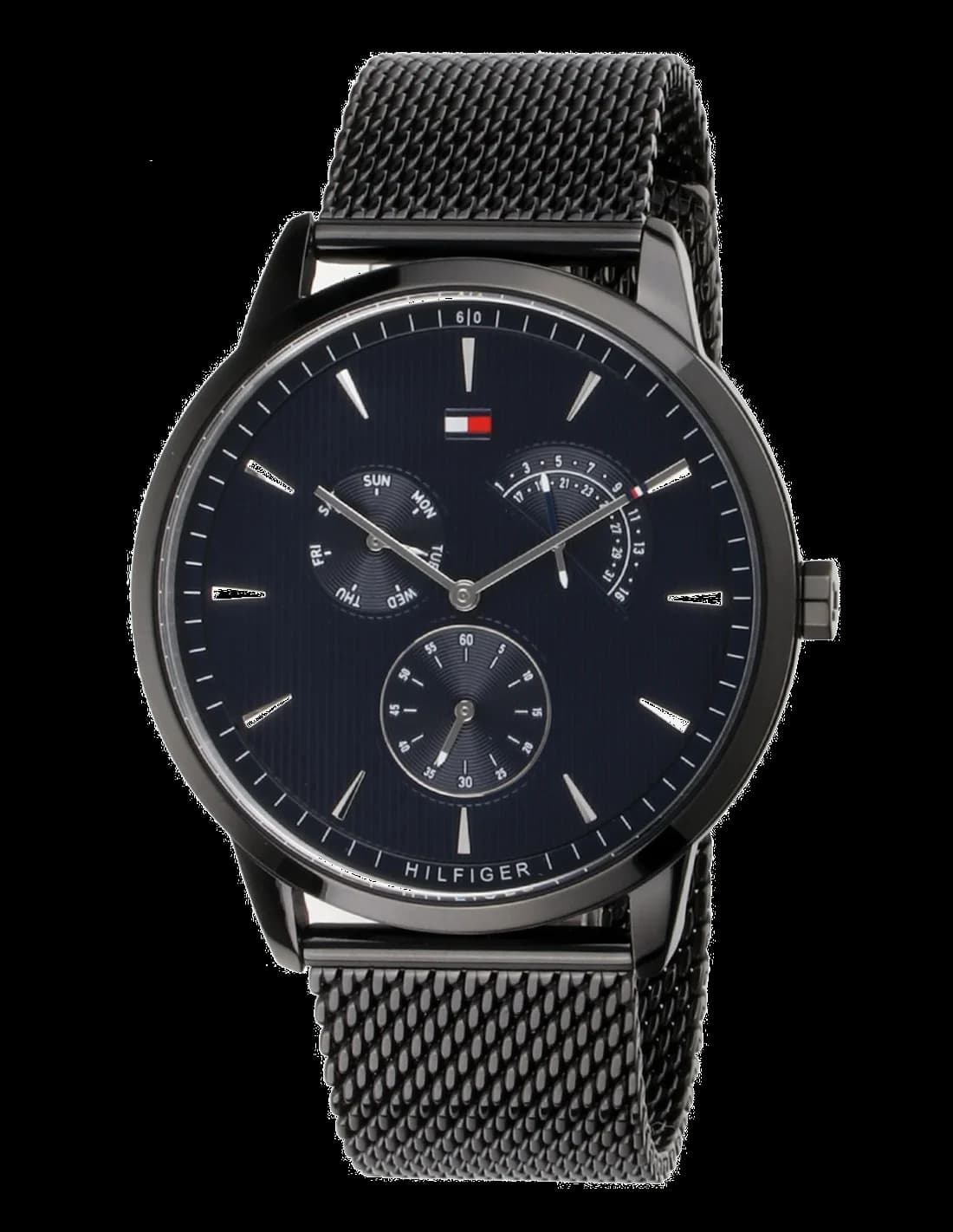 Garde-temps Tommy Hilfiger 1710392 pour homme, cadran bleu, bracelet acier maille milanaise