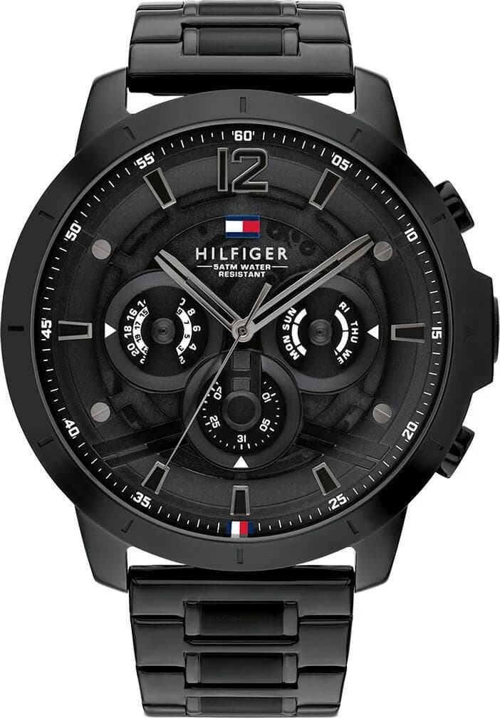 Garde-temps Tommy Hilfiger 1710494 pour homme, cadran noir multifonctions acier